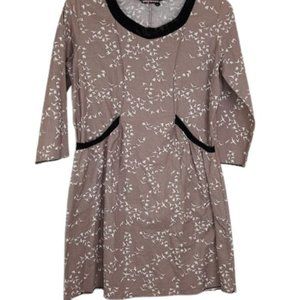 Jenny Threads Womens Mini Tunic Dress Brown Bird Print Pockets S